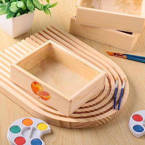Thyle 12 Pcs Unfinished Wood Boxes, 6.3 x 4.9 x 1.8 Inch Small Wooden Box with Lid Wood Craft Box Small Rectangle Wooden Crates for DIY Birthday Thyle