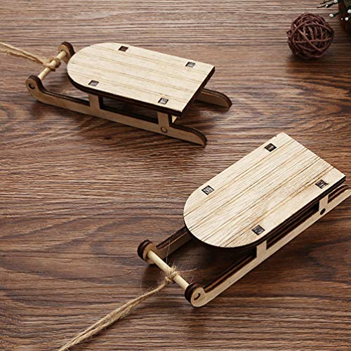 BESPORTBLE 3pcs Wooden Mini Sleighs Unfinished Christmas Tabletop Sleighs Miniature Sled Figurine Ornament for DIY Craft Dollhouse Fairy Garden Decor BESPORTBLE