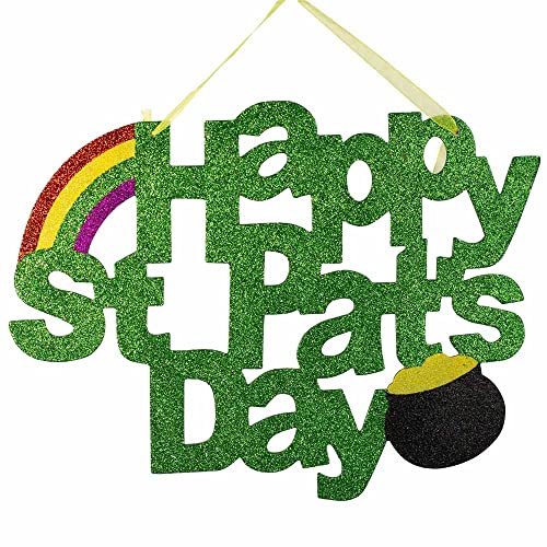Factory Direct Craft Set of 2 Green Glittery Happy St Pat's Day Sign for Decorating, Parties, and Crafting 14"W x 11"H Factory Direct Craft