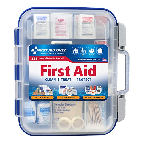 First Aid Only OSHA-Compliant All-Purpose 100-Person Emergency First Aid Kit for Home, Work, and Travel, 335 Pieces First Aid Only