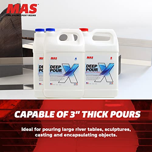 MAS Epoxies Deep Pour X Epoxy Resin Kit for Casting, Encapsulating, Filling Large Voids, River Tables, Sculptures, Live Edge Wood Tables (3 Gallon) MAS
