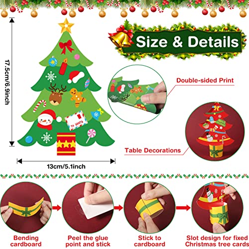 24 Pcs DIY Christmas Tree Paper Craft Kit Hanging Ornaments DIY Christmas Crafts Card Making Kit for Kids Holiday Favor Decorative Sticker Xmas Party Funrous