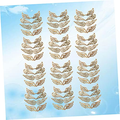 Christmas Wood Angel Wings 80pcs Mini Chips Gift Stuff Wooden Angel Wings Cutouts Angel Crafts Unfinished Round Blank Wood Bamboo CD Paper Cut Amosfun