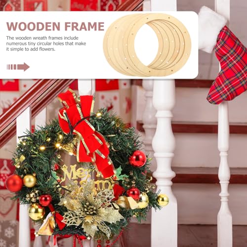 SEWACC 6pcs Wreath Form Rack Craft Floral Ring Floral Hoop Centerpiece Xmas Wreath Frame Wooden Wreath Frame Unfinished Round Metal Hoop Christmas SEWACC