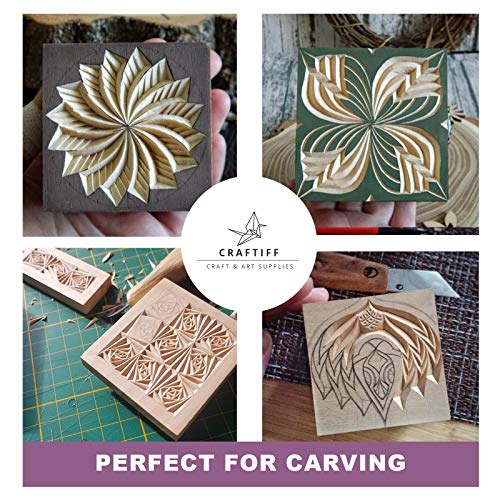 Basswood Carving Blocks Large 4x4x2 inch Wood Blanks DIY Wood Signs for Crafts by Craftiff Craftiff