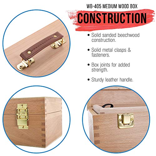 US Art Supply Artist Wood Pastel, Pen, Marker Storage Box with Drawer(s) (Medium Tool Box) US Art Supply