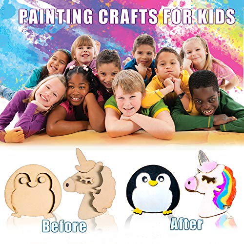 YOFUN Paint Your Own Wooden Magnet - Wood Painting Craft Kit and Art Set for Kids, Art and Craft Supplies Party Favors for Boys Girls Age 4 5 6 7 8, Y YOFUN