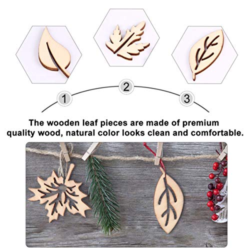 VOSAREA 100pcs Leaves Wood Chips Unfinished Wooden Slices Wooden Leaves Chip Wooden Leaves Embellishments Unfinished Wooden Cutouts Wood Discs Slices VOSAREA