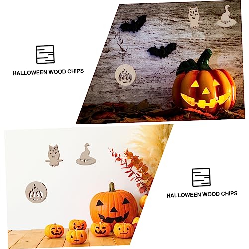 VILLCASE 300 Pcs Child Festive Unfinished Graffiti Wooden Chip Paper Cut Decorations Wood Chips Halloween Graffiti Sawdust Wood Embellishments for VILLCASE