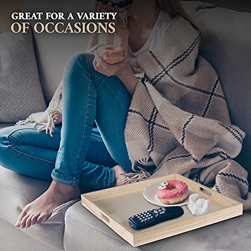 Wooden Square Trays for Serving - Five Piece Nested Breakfast Tray - Wood Crafts Trays for Organizing | Bathroom Tray - Food Trays for Party Buffet Hammont