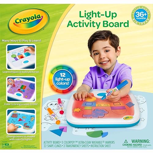 Crayola Light Up Activity Board, Sensory Toy for Toddlers & Kids, Reusable Activity, Washable, Toys & Gifts for Kids, Ages 3+ Crayola