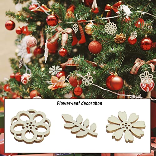Micro Traders 100PCS Flower & Leaf Shapes Wooden Slices Wooden Embellishments Decorative Wood Chips Ornaments for DIY Scrapbooking Card Making Crafts Micro Traders