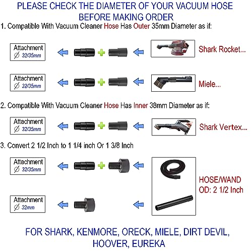Universal Vacuum Hose Adapter Kit Reducer Attachment Set Converter from 1 1/2 inch to 1 1/4 inch from 1 3/8 inch to 1 1/4 inch Dust Hose Port Adapter VACEXT