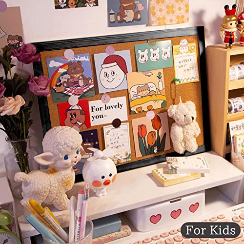 Miratino Cork Board Bulletin Board, 16 x 11 Inches Wooden Frame Pin Board, Cute Cork Boards for Walls Hanging for Office, Home Decor, School (Pins, Miratino