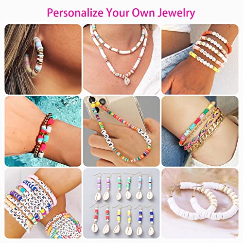 Paodey 20,000 Pcs Clay Beads Bracelet Making Kit, 120 Colors 6 Boxes Polymer Beads Spacer Heishi Beads & Jewelry Kit with Pendant Charms Elastic Paodey