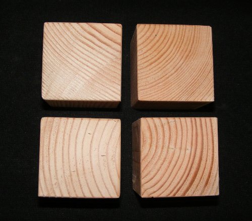 3.5-Inch Natural Unfinished Wood Blocks - Set of 4 Wooden Cubes (Each is 3 1/2 Inches Square) Steve's Gift Shoppe