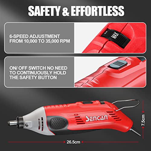 SENCAN Electric Rotary Tool,6 Variable Speed Adjustment Power Rotary Tool,Grinder, Sander, Engraver,Multi-functional for home using,Handmade Crafting