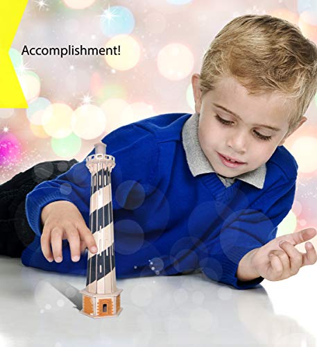Puzzled 3D Puzzle Lighthouse Set Wood Craft Construction Model Kit, Fun & Educational DIY Wooden Toy Assemble Model Unfinished Crafting Hobby Puzzle Puzzled
