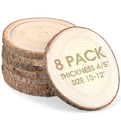8Pcs Wood Slices 10-12 Inches, Natural Round Wood Slices for Centrepiece, Large Wood Circles Paulownia Tree Circles for Table Centerpieces, Rustic