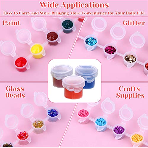 Caffox 240 Pieces Empty Paint Pot, 40 Strips Acrylic Mini Paint Container Strip Storage with Lid for Classrooms School Art and Crafts Paint 3ml/ Caffox
