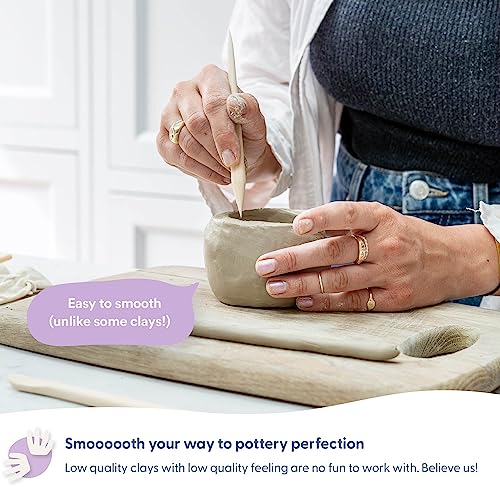 Sculpd Pottery Kit, Air Dry Clay Starter Kit for Beginners with Matte Varnish, Pottery Kit for Two Includes Paint, Tool Set, Paintbrushes, Sponge and Sculpd