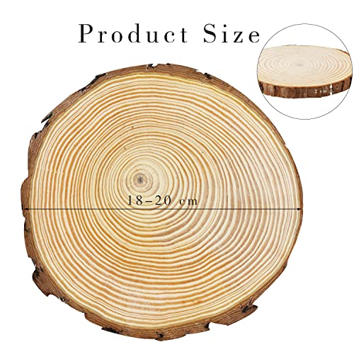 FSWCCK 4 Pack Unfinished Large Wood Slices, 7-8 Inches Round Wooden Circle with Tree Bark, Rustic Wood Slices for DIY Painting Crafts, Weddings FSWCCK