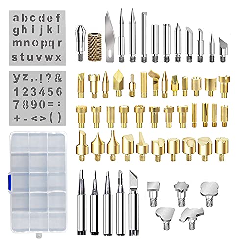 kingsea 61Pcs Pyrography Wood Burning Tips,Wood Burning Tool Kits Carving Iron Tip for Embossing/Adults/Beginners/Birthday/Wedding