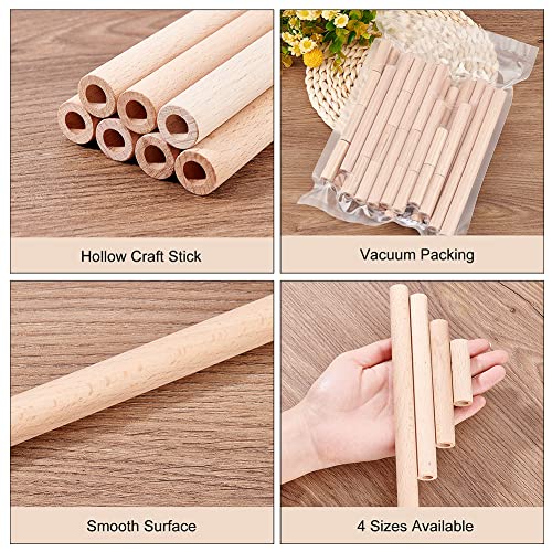 OLYCRAFT 38pcs Hollow Wooden Rods 5/10/15/20cm Beech Wooden Dowel Rods Unfinished Natural Wood Craft Dowel Rods Hardwood Sticks for DIY Projects OLYCRAFT