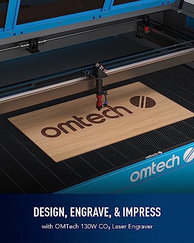 OMTech 130W CO2 Laser Engraver with Water Chiller Autofocus, 35x55 Inch Laser Cutting Engraving Etching Machine with Autolift 3 Way Pass Air Assist, OMTech
