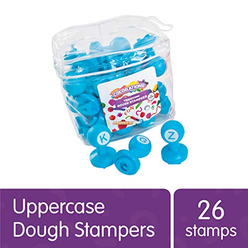 Colorations Alphabet Dough Stampers Set, Uppercase Letters – Set of 26 Letter Stamps, Fun ABC Learning Tool for Toddlers, Ideal for Classroom and Colorations