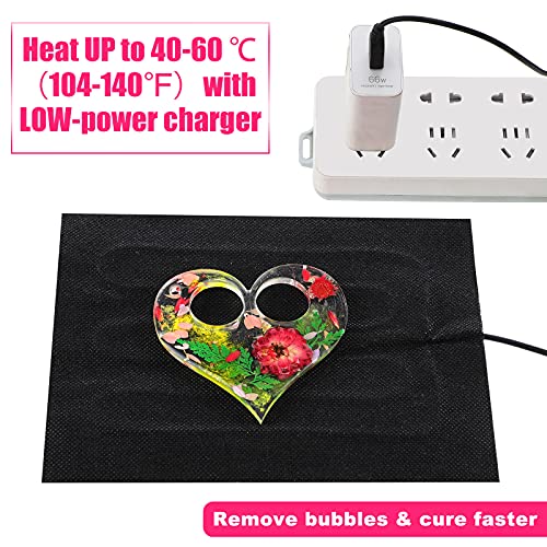 4 Pieces Epoxy Resin Stirrer Handheld and Silicone Mats, Heating Mat with USB Interface Honoson