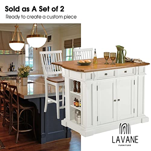 La Vane 35 1/2-inch H 5-inch W 5-inch D Cabinet Columns, Set of 2 Unfinished Square Rubber Wood Replacement Countertop Legs for Large Dining Table & La Vane