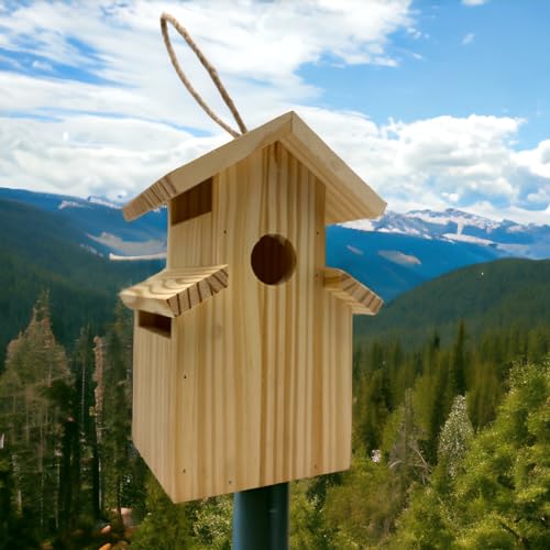 2-Pack Bird House - Outdoor- Bluebird, Finch, Wren, Chickadee, Tree Swallow Bird, Wild Birds, Woodpecker House Easy-to-Open Birdhouse Nesting Box Oojami