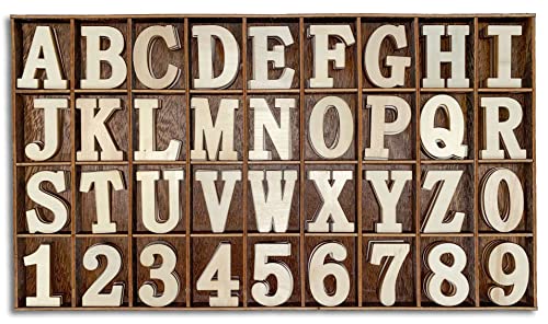 182 Pieces 2-1/2 Inch (2.5) Wooden Letters Craft Wood Letter Unfinished  Alphabets with Extras Wall Decor