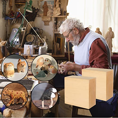 CertBuy 8 Pack Basswood Carving Blocks 4x4x2 Inch, Large Basswood Blocks for Carving and Crafts, Unfinished Wood Blocks for Crafts, Wood Blanks DIY CertBuy