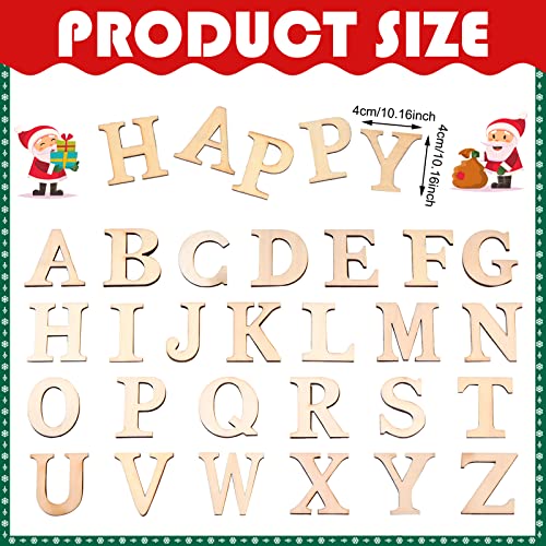 Hicarer 52 Pieces 1.8 Inch Capital Wooden Letters, Wood Alphabet Letters for Crafts, Wood Letters Sign Decoration, Unfinished Wooden Craft Letters Hicarer