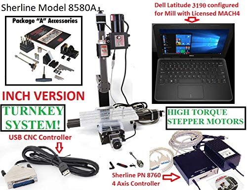 Sherline 8580A Windows Turnkey 18" INCH Next Generation Mill CNC System. + USB Controller + Package"A" + Dell Latitude Laptop Computerized Sherline CNC control (Windows OS)