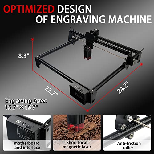 JOY SPOT! 48W Laser Engraver Machine, Cutting Machine with 5W-5.5W Output Power, 0.08mm Eye Protection Compressed Spot, 15.7"x15.7" Laser Engraving JOY SPOT!