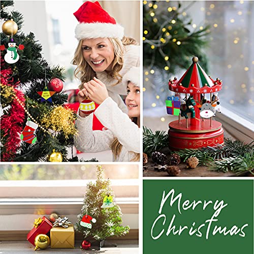 50 PCS Unfinished Wooden Christmas Ornaments DIY Christmas Wooden Slices with 50 Jingle Bells for Crafts Christmas Hanging Decorations?10 Shapes? Pseutio