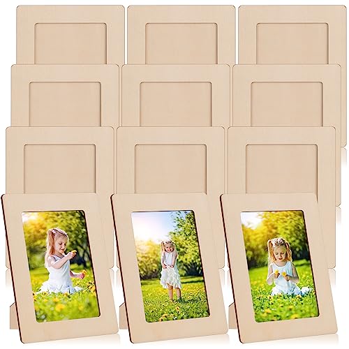 4 x 6 Picture Frames, 12 Pack Wooden Picture Frames, Small Picture Frame Unfinished Wood Photo Frames, Display Pictures Photo Frame Craft Frames Set WACAR