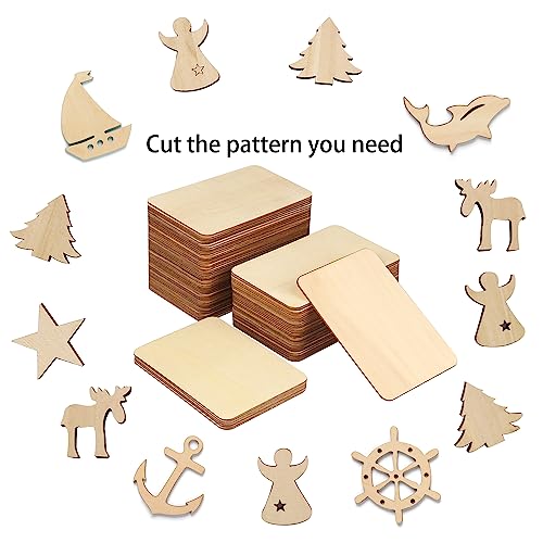 80 Pieces Rectangle Unfinished Wood Pieces, 4 x 6 Inch Natural Wood Cutout Tiles for DIY Crafts, Painting, Carving and Home Decor, Coasters, GNIEMCKIN