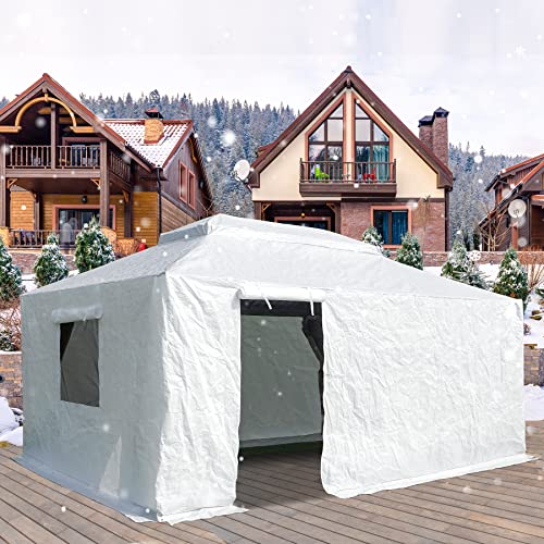 Gazebo Accessories 12' x 20' Universal Winter Cover for Hardtop Gazebos,Enclosed Cover with Sidewalls and Mesh Windows Waterproof(White by domi domi outdoor living