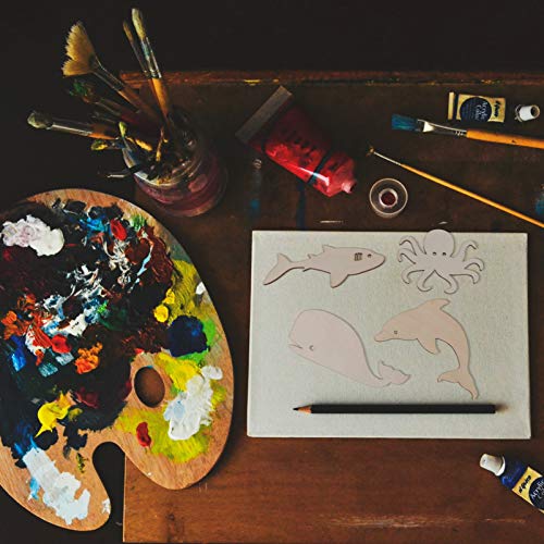 Healifty 24Pcs Marine Animal Wood Chips Unfinished Woods Slices Natural Unfinished Wood Slices Hanging Unfinished Wood DIY Wood Slice Octopus Decor Healifty