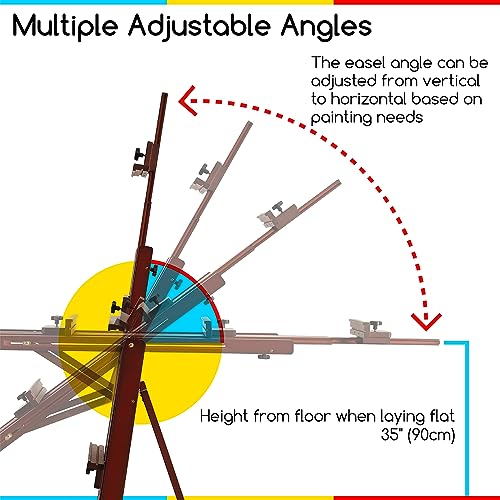 MEEDEN Multi-Function Studio Easel,H-Frame Easel,Painting Easel for Adults,Artist Easel,Floor Easel,Solid Beech Wood Easel w/Front Wheels,Holds MEEDEN