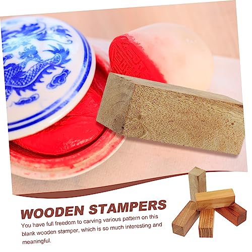 VILLCASE 5pcs Carved Wood Unfinished Wood Whittling Blocks Wood Square Block Wood Working Whittling Kit Floral Wooden Wood Carving Kits Decorating VILLCASE