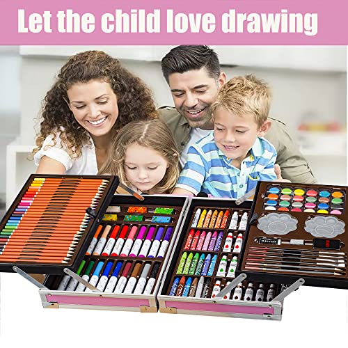 KINSPORY 139 Pack Art Supplies Case, Painting, Coloring, Drawing & Art Set Crafts with Sketch Pad, Deluxe Portable Double Layers Aluminum Gift Box KINSPORY