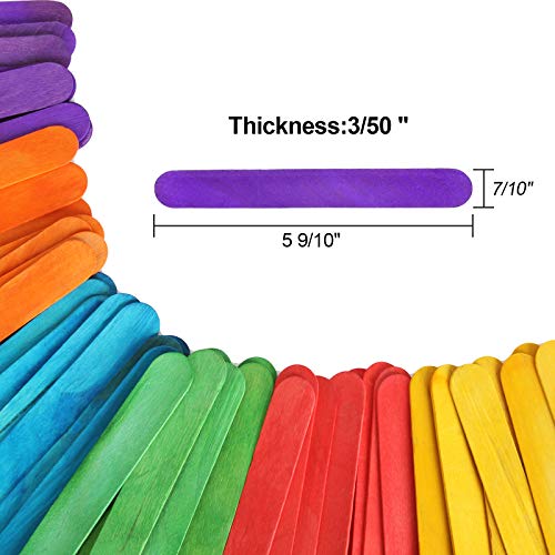 Ziqi 600 Pcs 6Inch Colored Craft Sticks, Rainbow Wooden Popsicle Colorful Craft Sticks for DIY Crafts, Home Art Projects, Classroom Art Supplies Ziqi