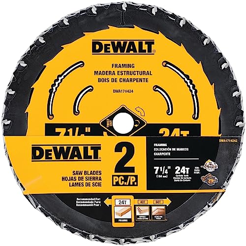 DEWALT Circular Saw Blade, 7 1/4 Inch, 24 Tooth, Wood Cutting (DWA1714242) DEWALT