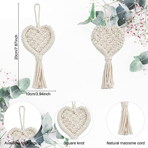 WEBEEDY 4 Sets Make Your own Mini Macrame Heart Ornaments Macrame DIY Kit for Adults Beginners WEBEEDY