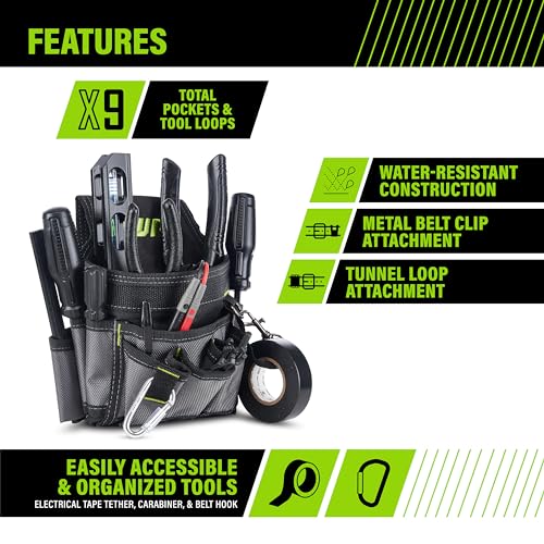 AWP Ballistic Nylon Electrician Tool Pouch | AWP Mini Electrician Tool Pouch | Black & Gray AWP